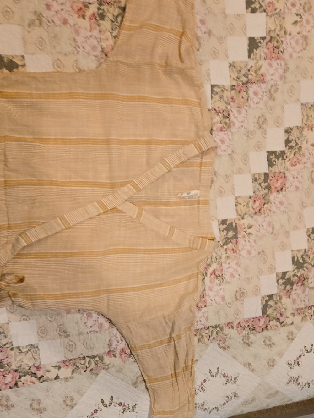 girl krazy Beige and Mustard Striped Crop Top